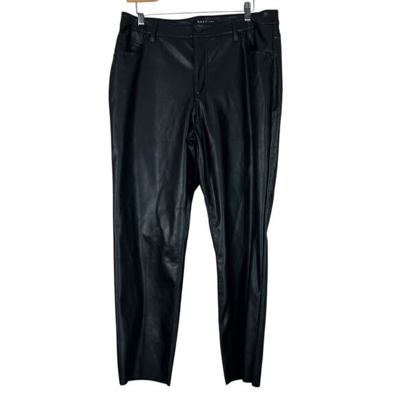 NWT Baccini Pants Womens M Black Faux Leather Straight Leg High Rise Minimalist - Picture 1 of 5